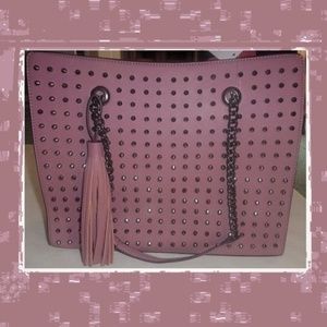 Carlos Santana Mauve Studded Tote Bag